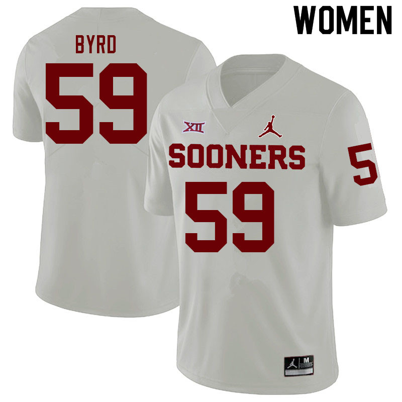 Women #59 Savion Byrd Oklahoma Sooners College Football Jerseys Sale-White - Click Image to Close